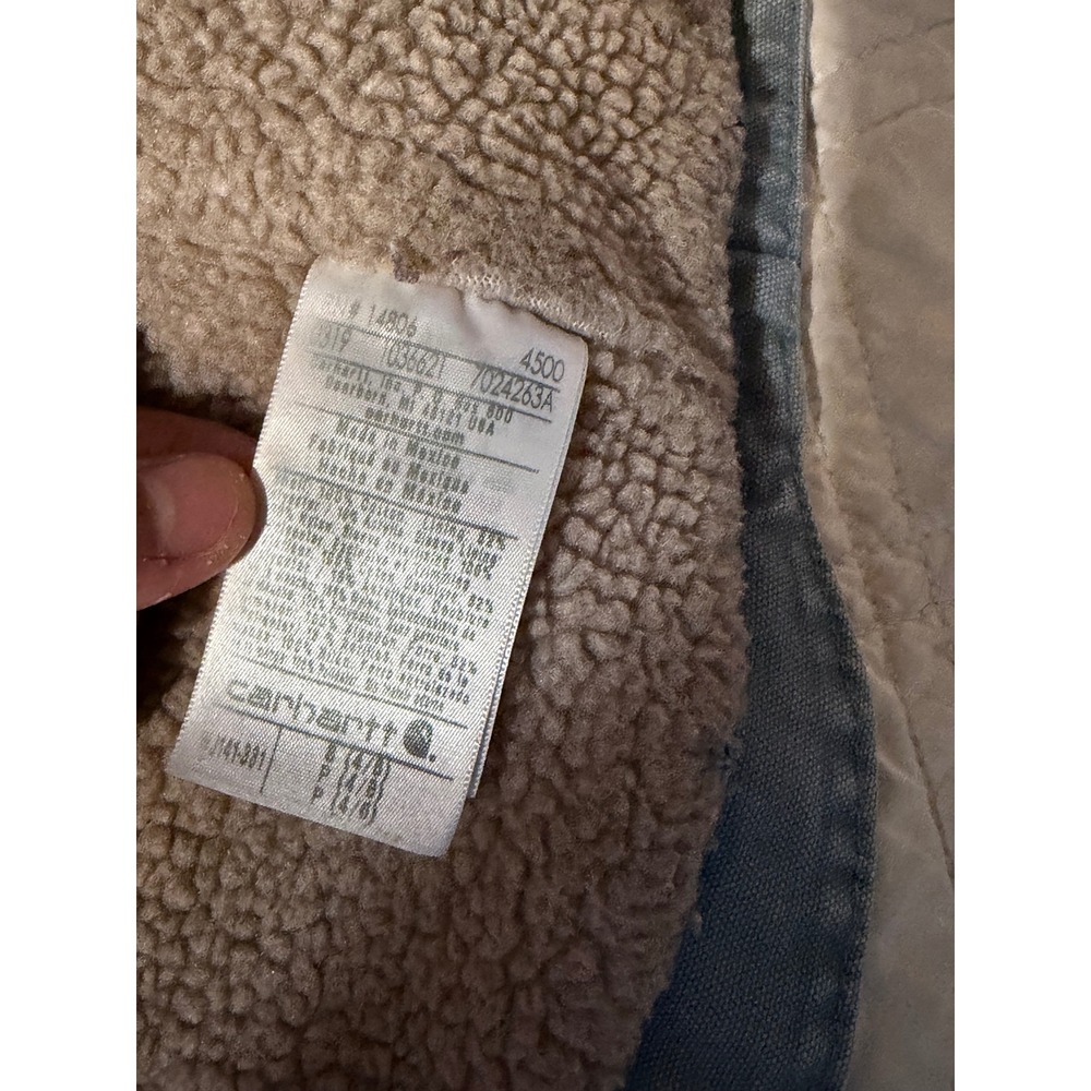 Carhartt WJ141 Sierra Jacket Women Small Blue Sherpa Lined Hooded Duck Coat - Picture 8 of 13